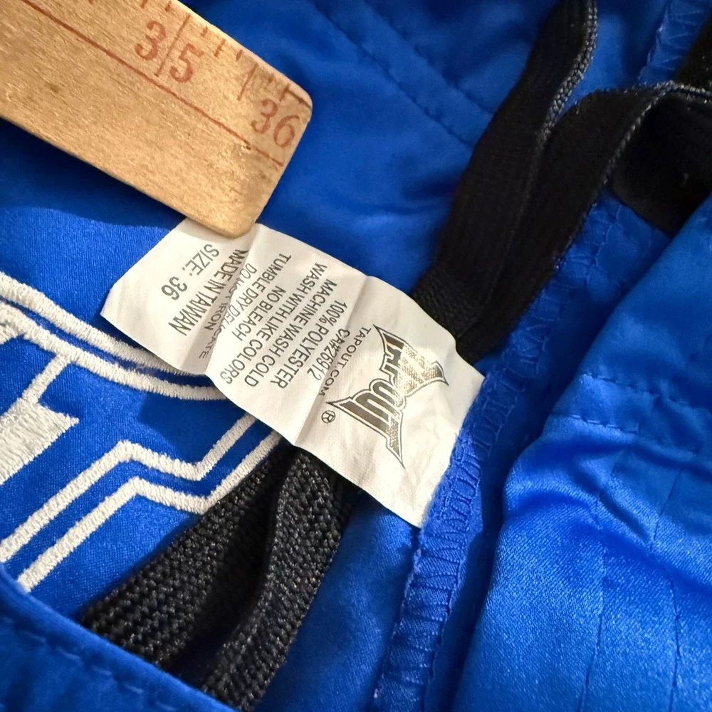 Y2K Tapout MMA Shorts Mens 36 Royal Blue Black Embroidered Logo Fight Training